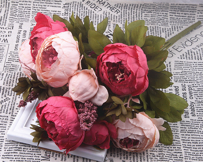 13 Core-spun Peony Decorative Flowers Artificial Flowers Artificial Flowers