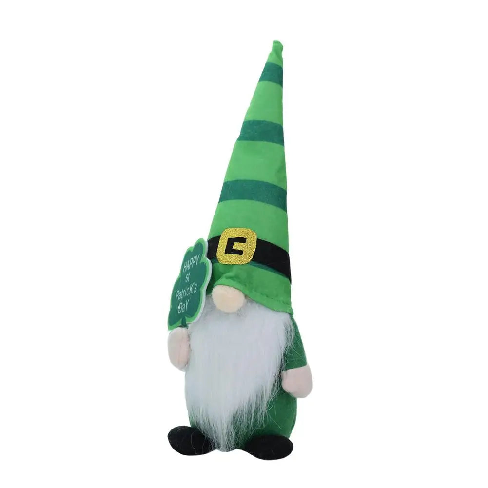 St Patrick Day Gnome Decor Irish Handmade Gnomes Festival Elf Faceless Doll Lucky Green Dwarf Plush Doll Holiday Hangings Orname