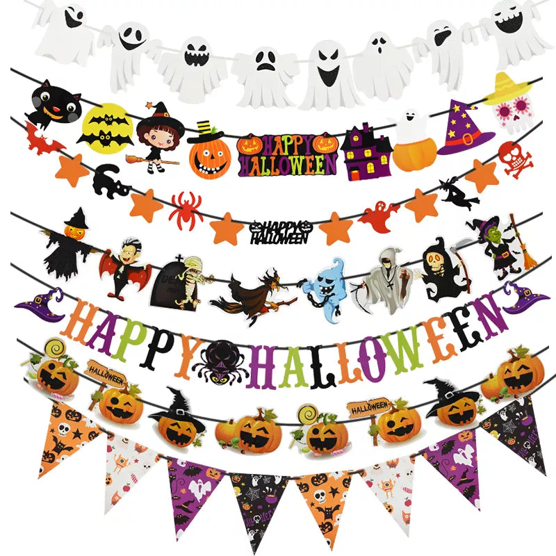 2022 Year Happy Halloween Banner Garland for Halloween Home hanging ornament Decorations Kids Child Favors Creative gift