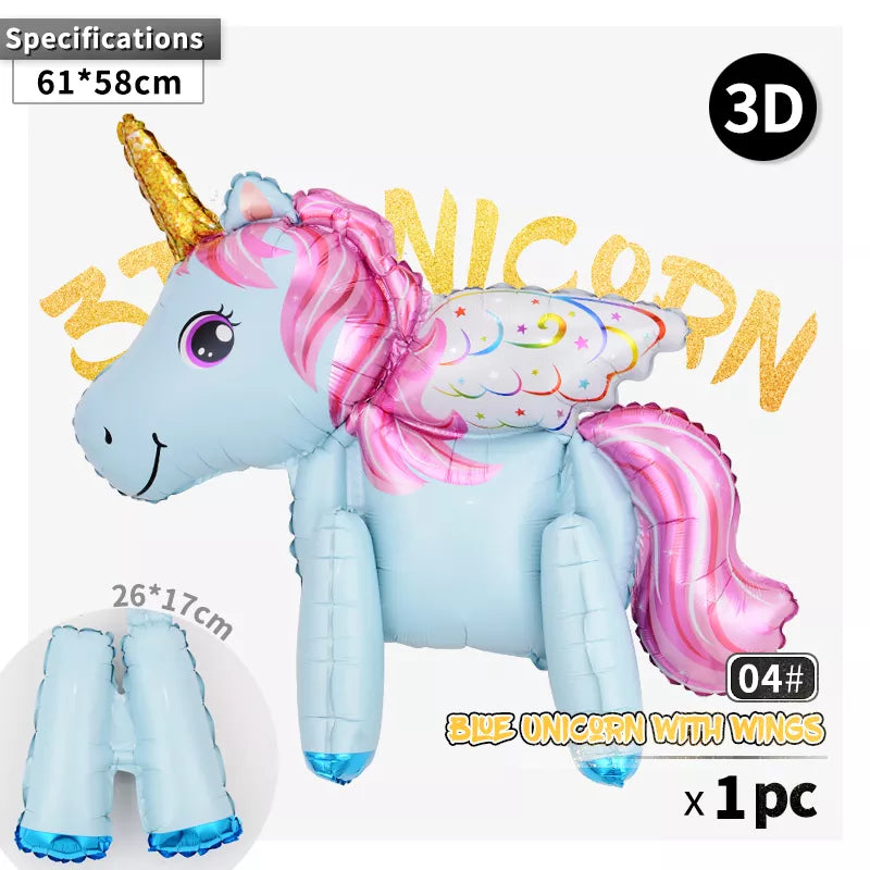 Unicorn Birthday Balloons Party Decor Rainbow Foil Number