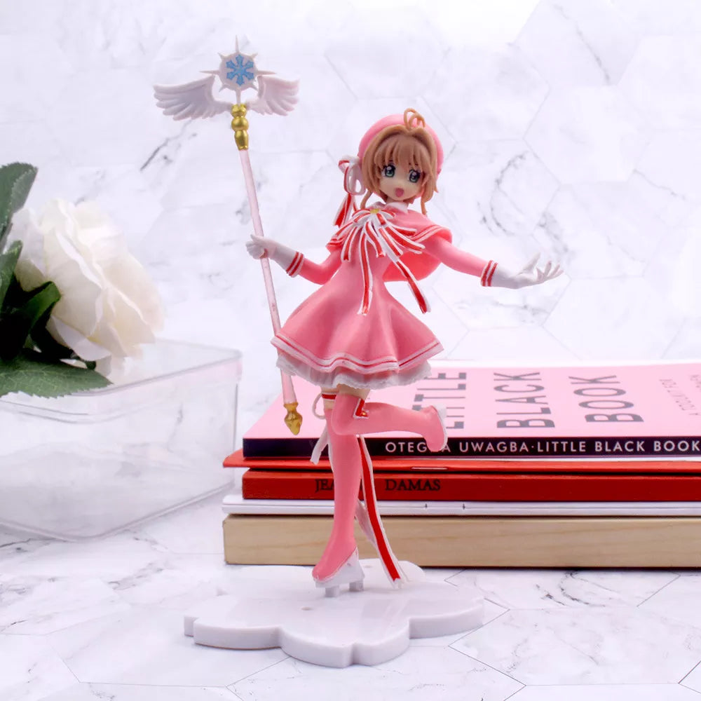 Anime Lovely Pink Card Captor SAKURA Action Figures Models PVC Figure Model Car Cake Decorations Magic Wand Girls Toys Gift