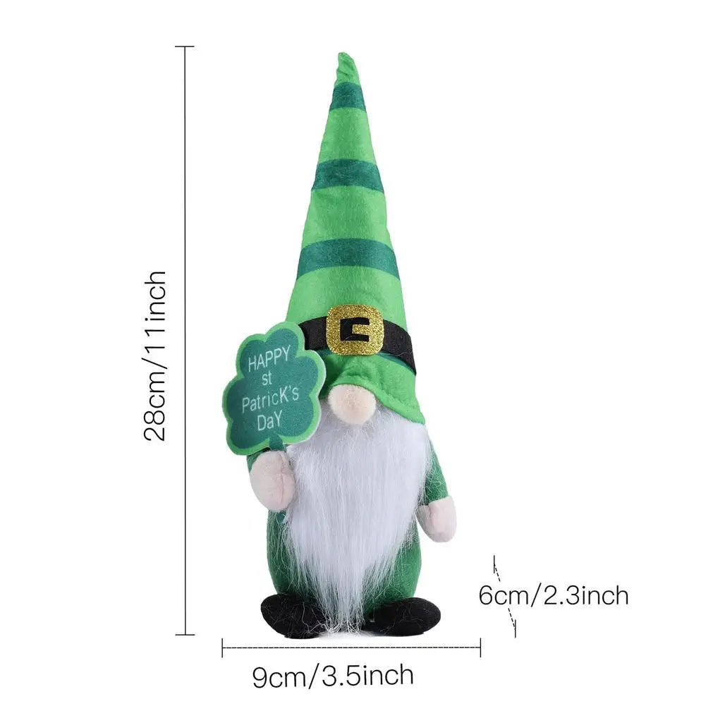 St Patrick Day Gnome Decor Irish Handmade Gnomes Festival Elf Faceless Doll Lucky Green Dwarf Plush Doll Holiday Hangings Orname