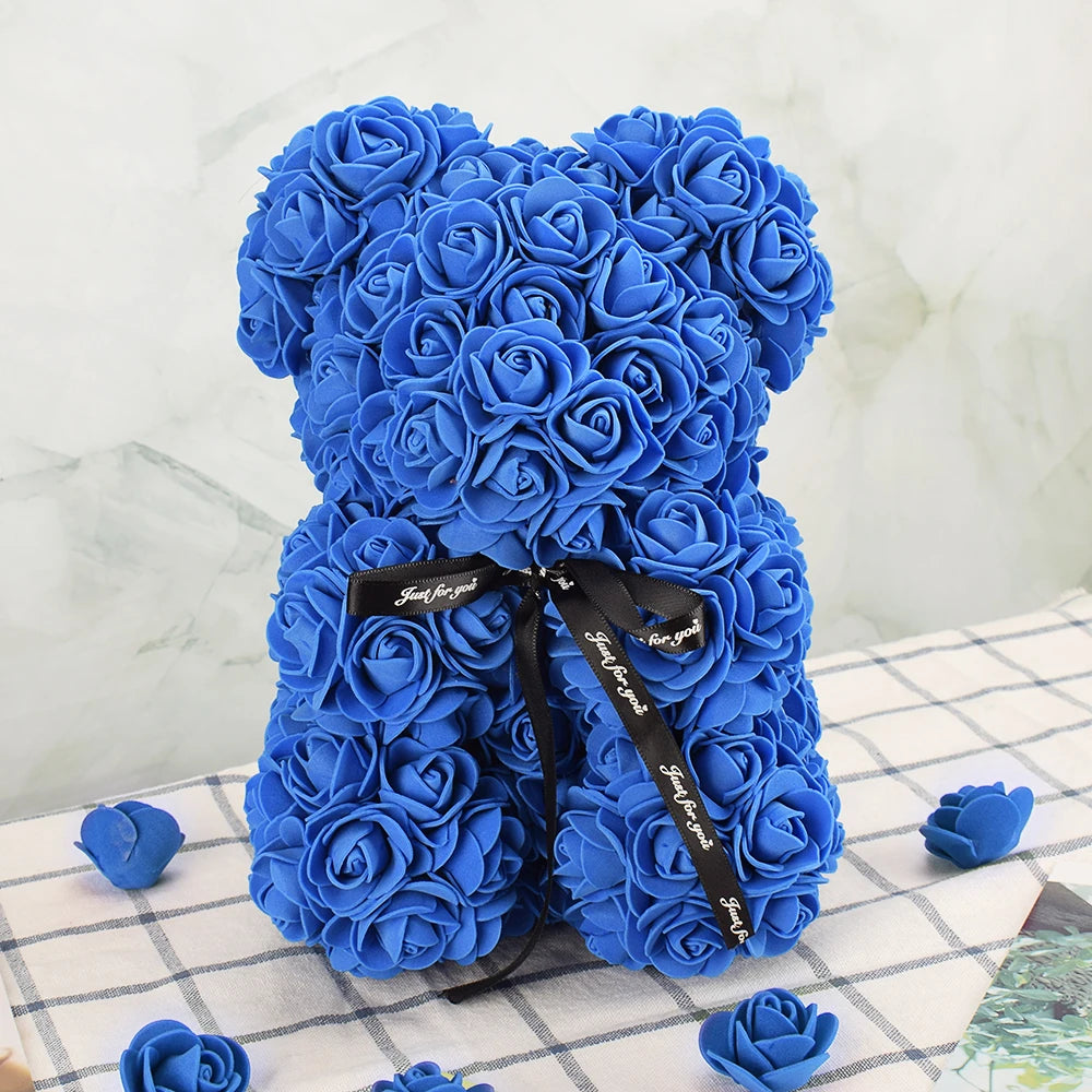 Nice Valentines Day Gift 25cm Red Rose Bear Rose Flower Artificial Decoration Christmas Gifts Women Valentines Gift Home Decor