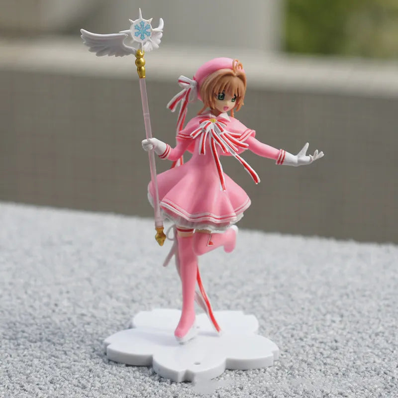 Anime Lovely Pink Card Captor SAKURA Action Figures Models PVC Figure Model Car Cake Decorations Magic Wand Girls Toys Gift