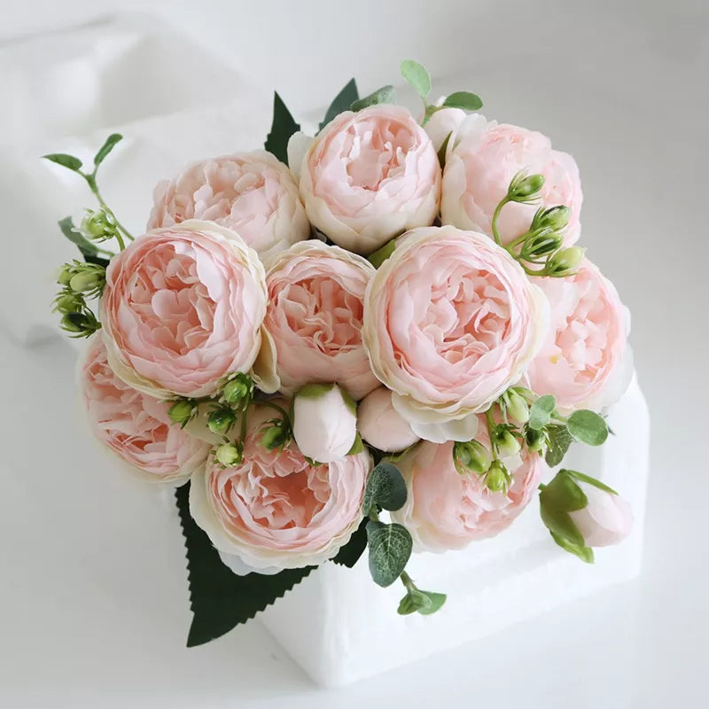 30cm Bouquet Artificial Flowers Peonies Home Accessories Wedding Decoration Party Fake Plants DIY Valentines Day Artificial Rose