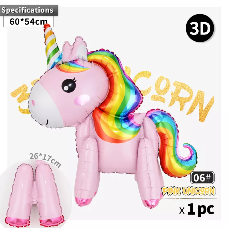 Unicorn Birthday Balloons Party Decor Rainbow Foil Number