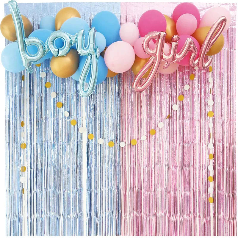 Baby Shower Decoration Its a Boy or Girl Backdrop Rain Curtain Background Gender Reveal Balloons Welcome Home Baby Supplies