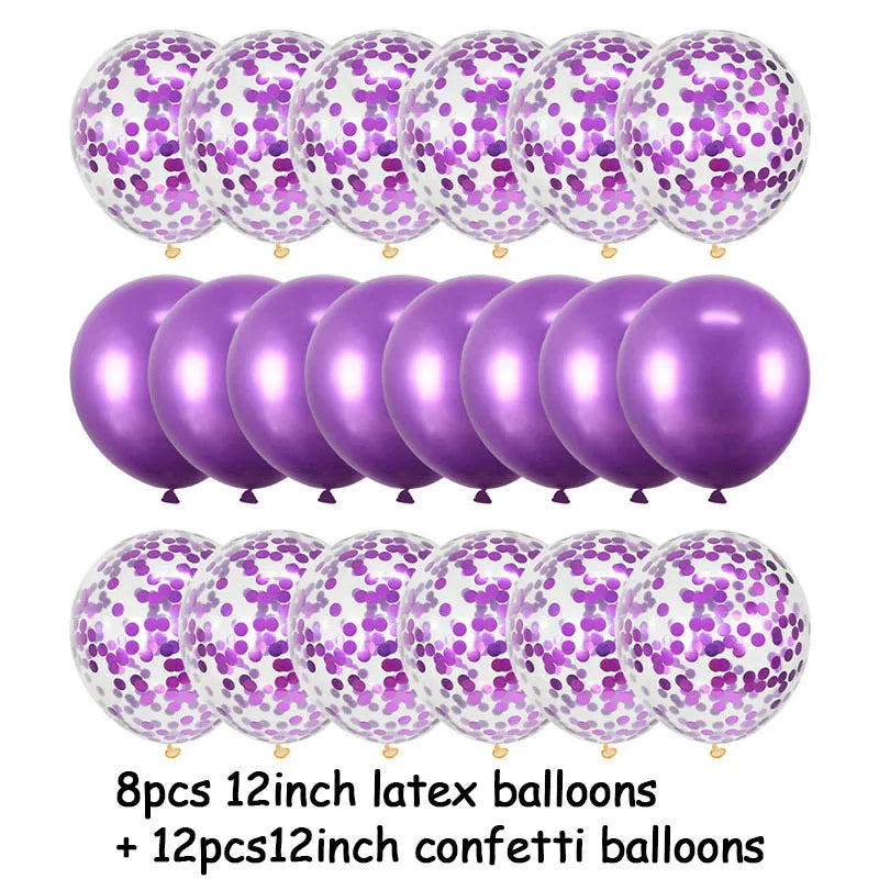 20 Pcs Balloon Set Confetti Metallic Balloons