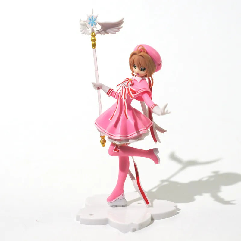 Anime Lovely Pink Card Captor SAKURA Action Figures Models PVC Figure Model Car Cake Decorations Magic Wand Girls Toys Gift