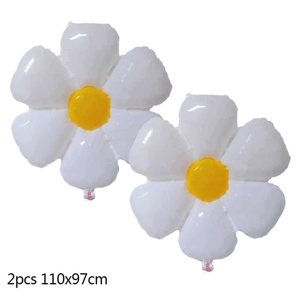 New Pink Yellow White Daisy Flower Foil Balloons