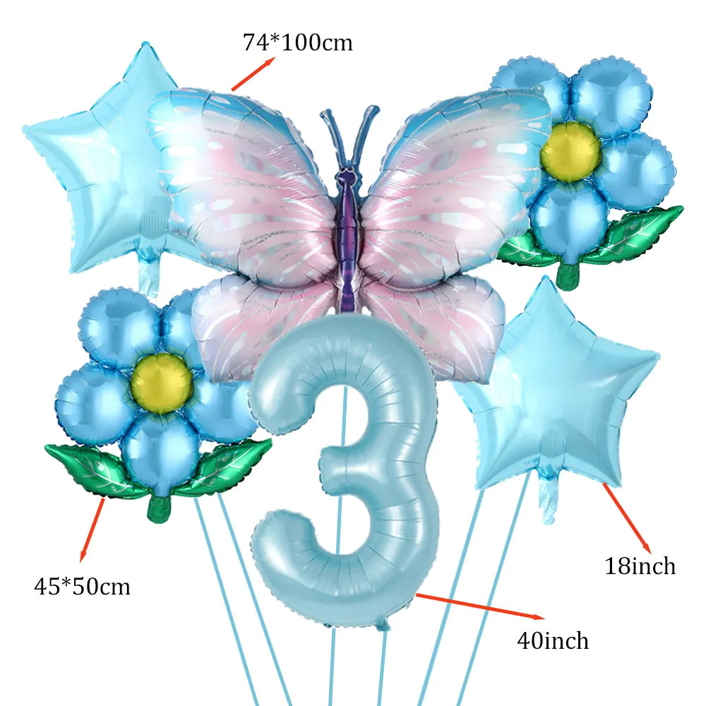 Butterfly 40inch Number Balloons Set