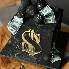 Gold Acrylic Money Cake Toppers