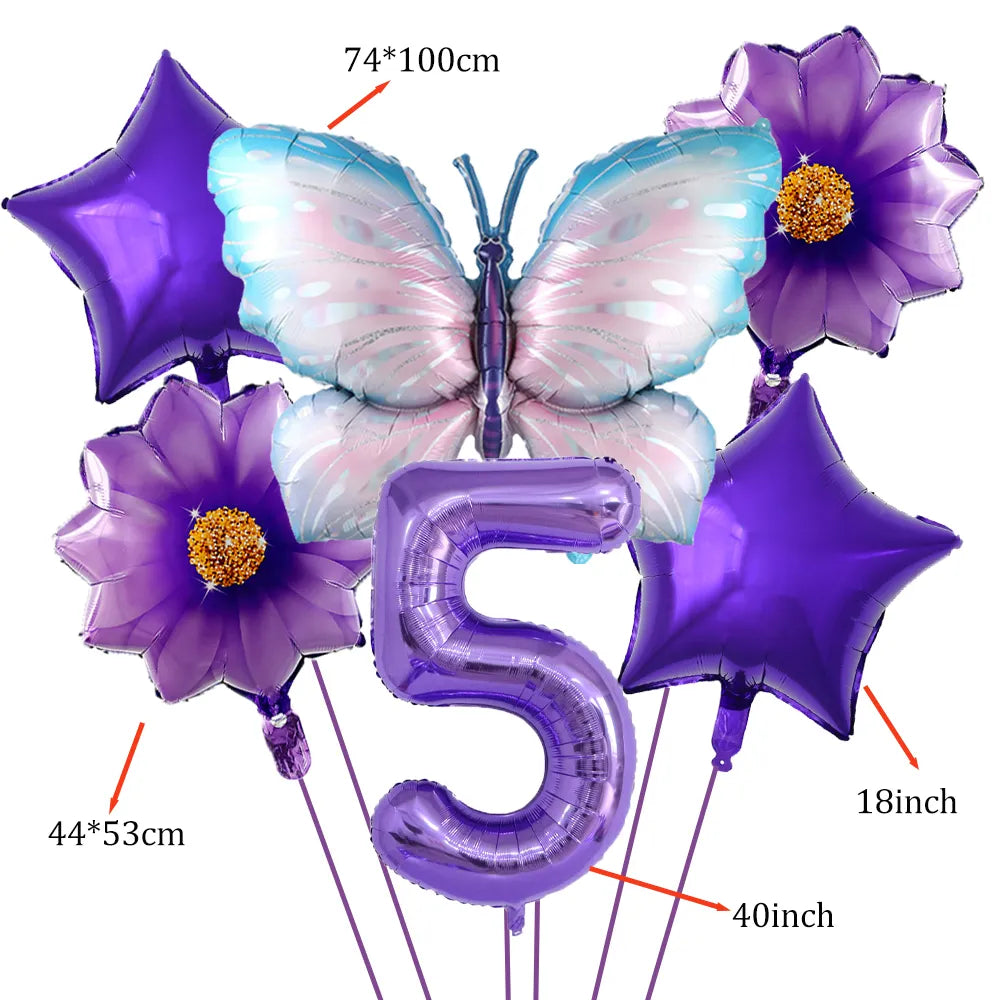 Butterfly 40inch Number Balloons Set