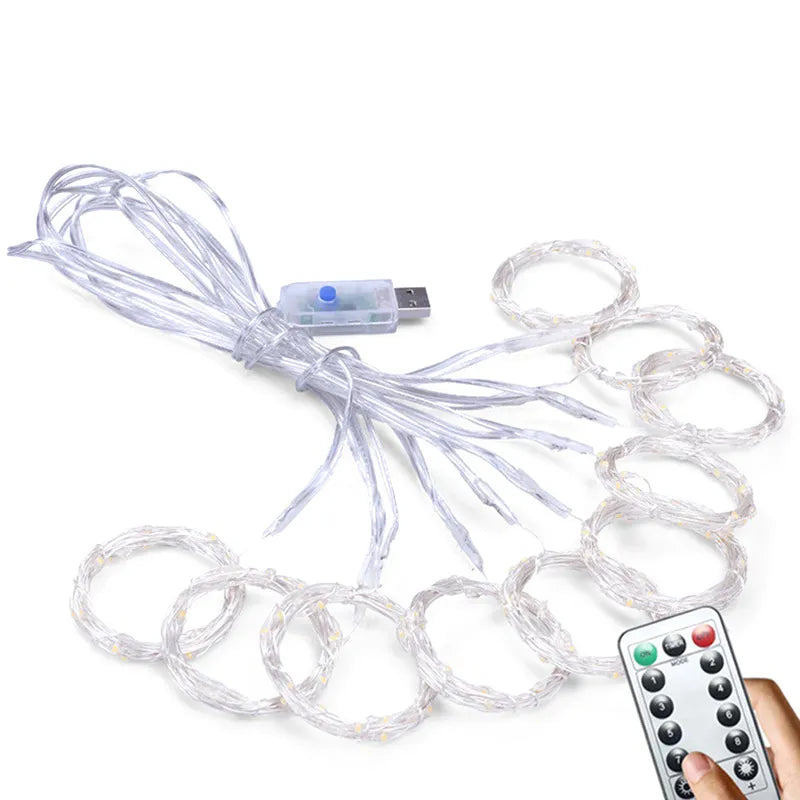 Curtain LED String Lights Garland Festival Christmas Decoration USB Remote Control Holiday Wedding Fairy Lights for Bedroom Home