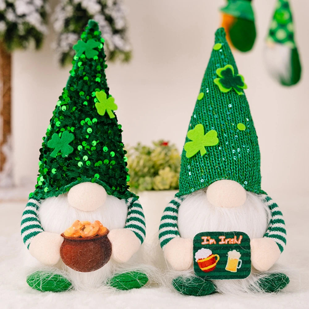 St Patrick's Day Gnome Led Light Up Irish Gnomes Luminous Saint Patrick Green Clover Faceless Doll Pendant Home Decoration