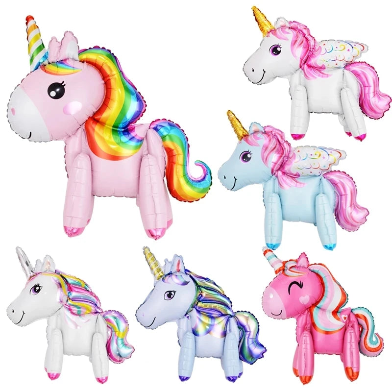 Unicorn Birthday Balloons Party Decor Rainbow Foil Number