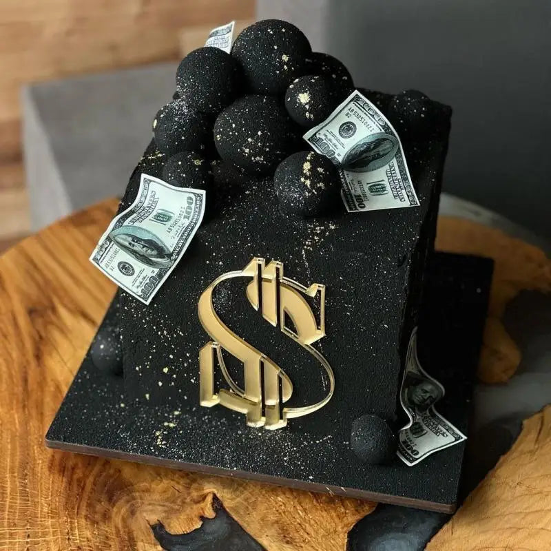 Gold Acrylic Money Cake Toppers