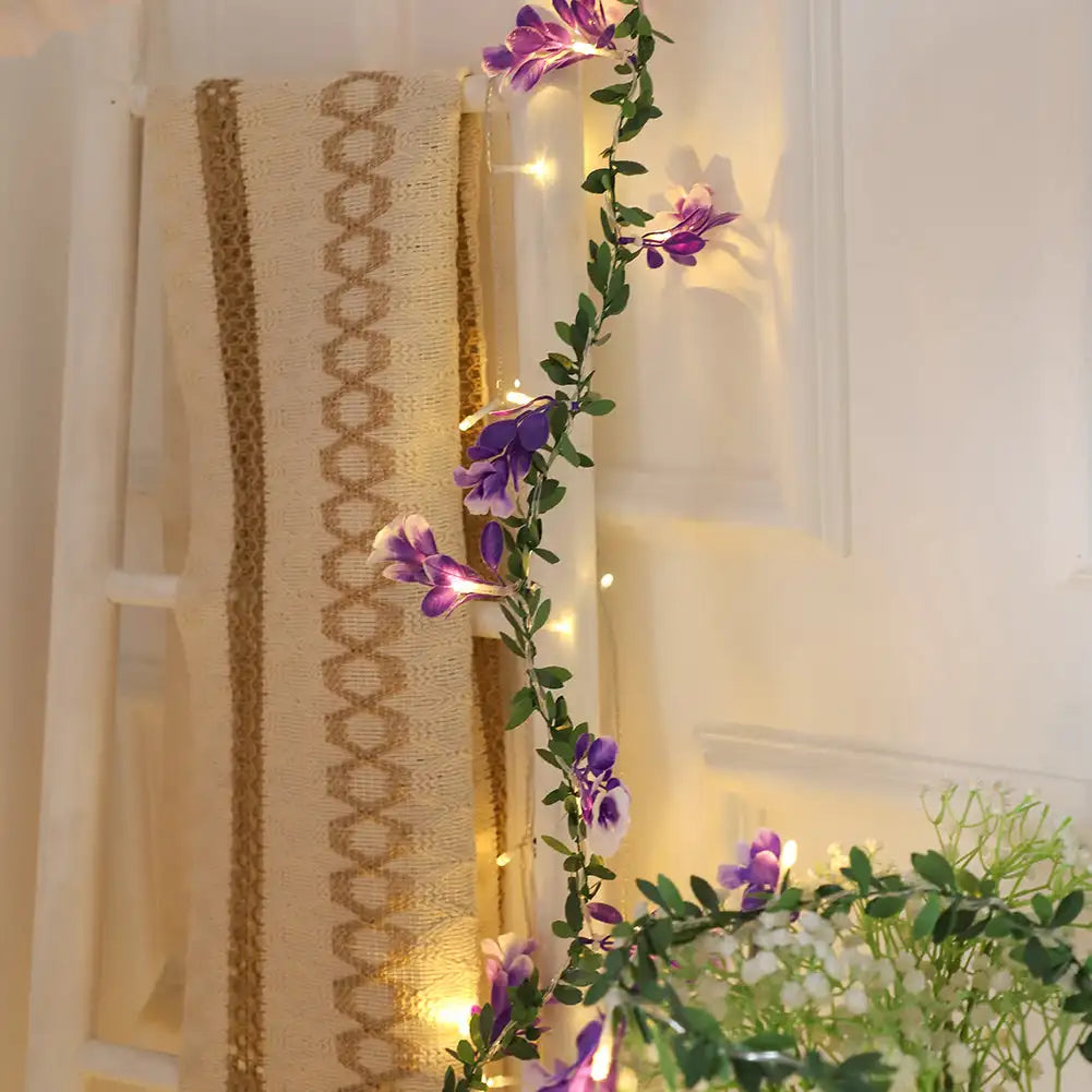 Leds Flower String Light Garland Leaves