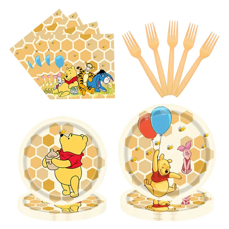 Disney Winnie the Pooh Theme Birthday Party Decor Plates Cups Napkins Balloon Disposable Tableware Supplies