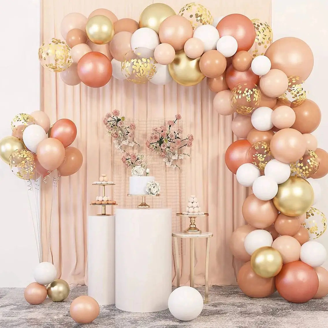 Apricot Coffee Brown Balloon Garland Arch Kit  Party Decoration