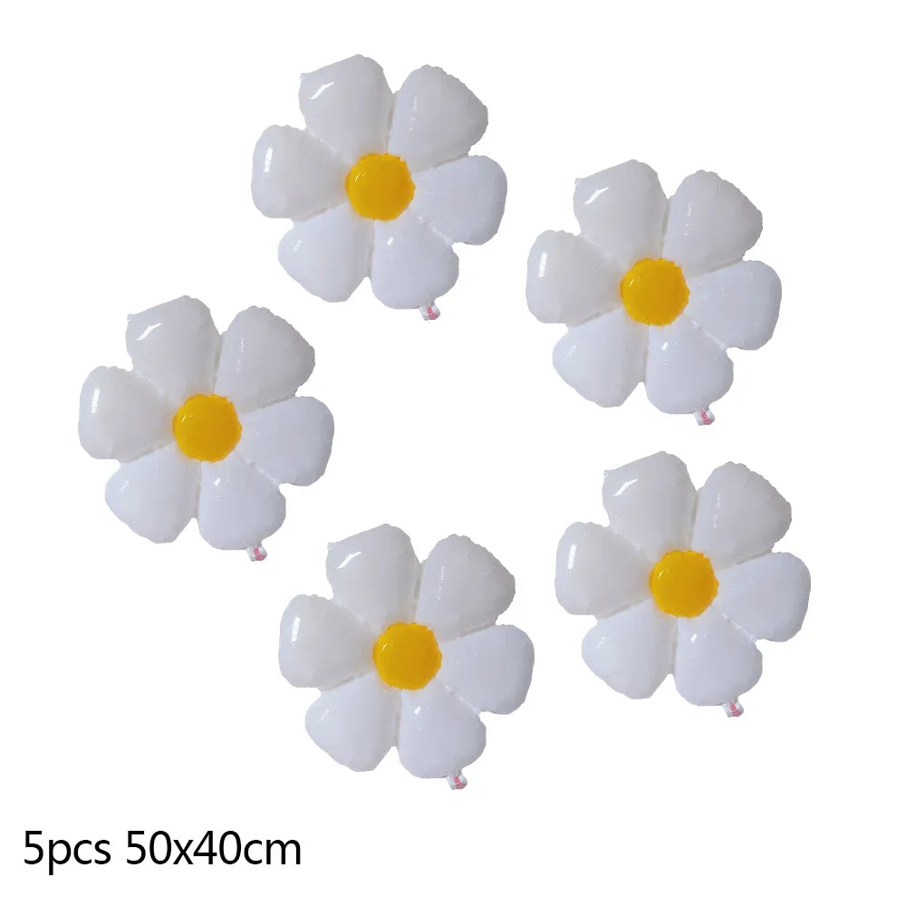 New Pink Yellow White Daisy Flower Foil Balloons