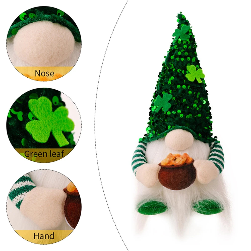 St Patrick's Day Gnome Led Light Up Irish Gnomes Luminous Saint Patrick Green Clover Faceless Doll Pendant Home Decoration