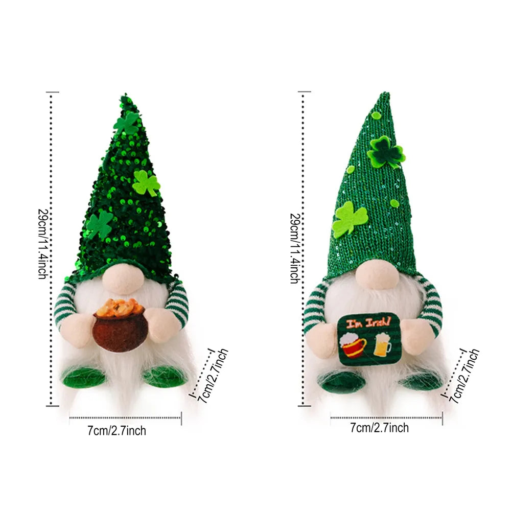 St Patrick's Day Gnome Led Light Up Irish Gnomes Luminous Saint Patrick Green Clover Faceless Doll Pendant Home Decoration