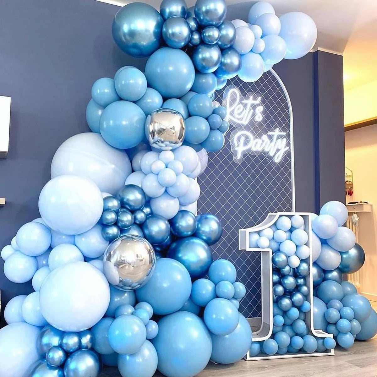 Blue Metallic Balloons Garland Kit Gold Confetti Balloon Arch Birthday Party Decoration Kids Wedding Birthday Baby Shower Boy