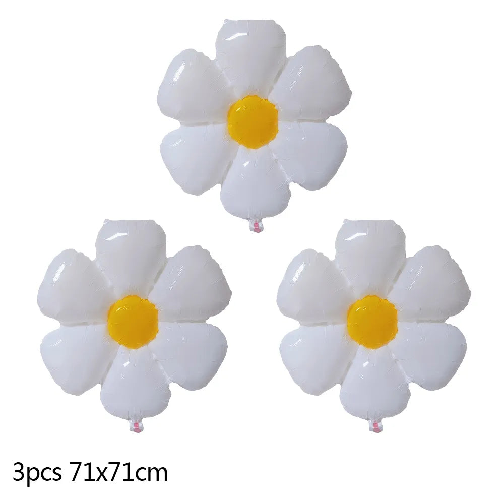 New Pink Yellow White Daisy Flower Foil Balloons