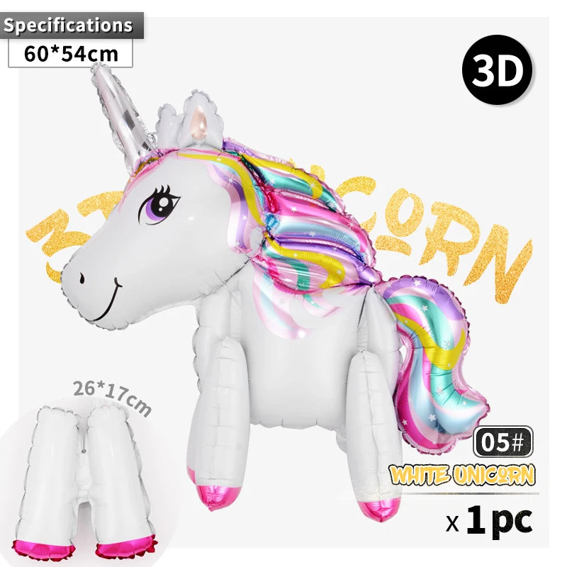 Unicorn Birthday Balloons Party Decor Rainbow Foil Number