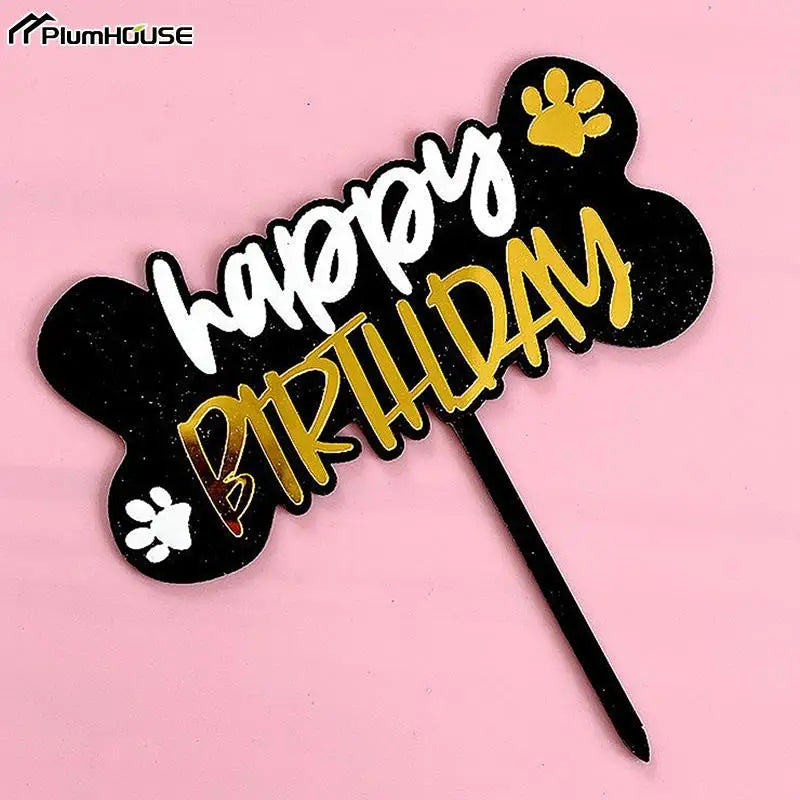 Cake Topper Acrylic Pet PartyhGolden