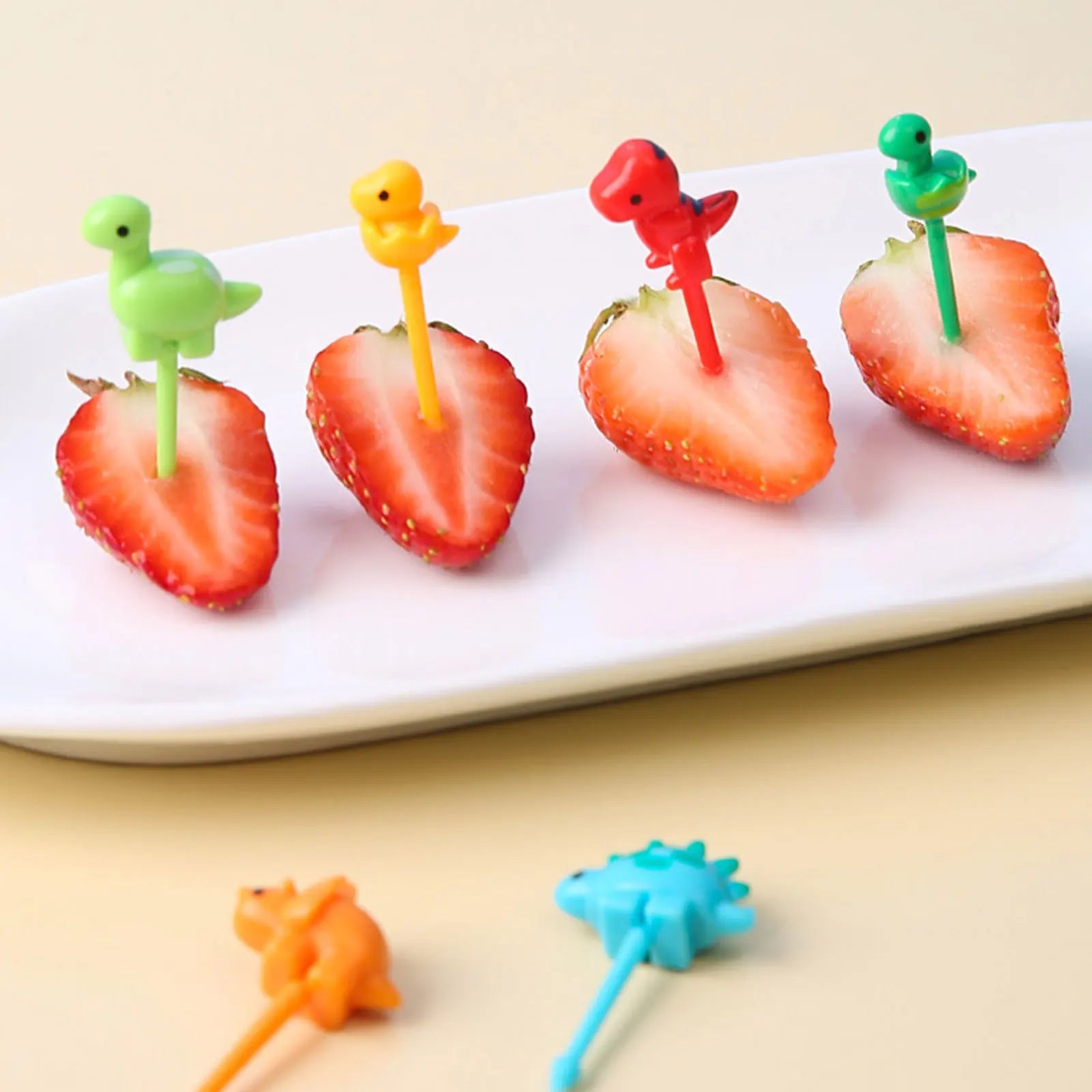 6Pcs/Set Animal Food Picks For Kids Cute Dinosaur Cartoon Animal Fruit Food Toothpicks Lunch Bento Box Picks Kids Accessories