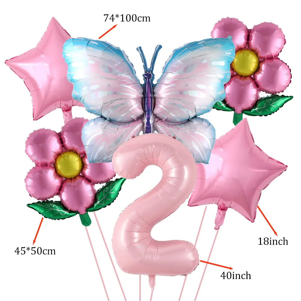 Butterfly 40inch Number Balloons Set