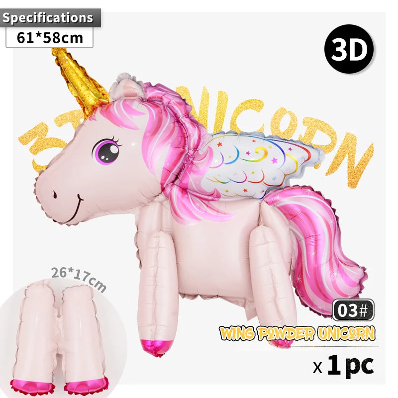 Unicorn Birthday Balloons Party Decor Rainbow Foil Number