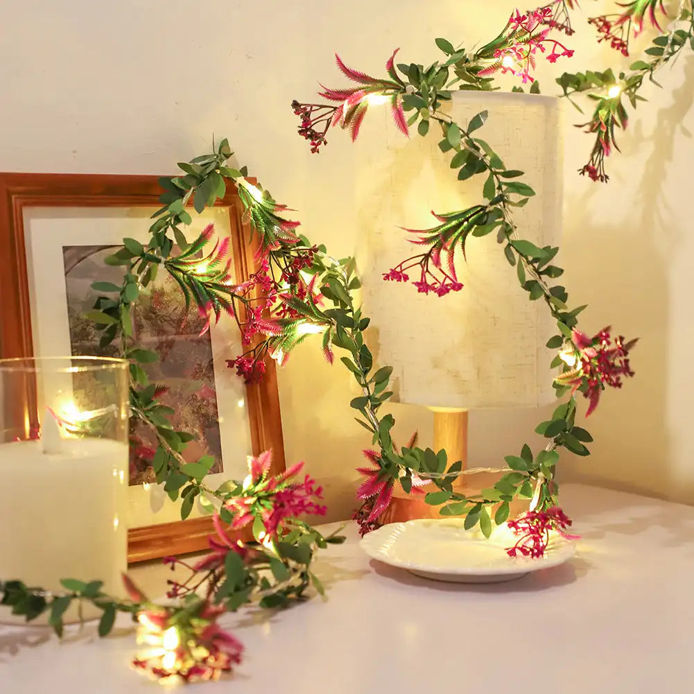 Leds Flower String Light Garland Leaves