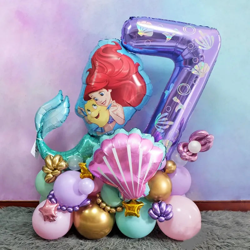 26Pcs/Set Disney Theme Princess Little Mermaid Ariel Foil Balloons