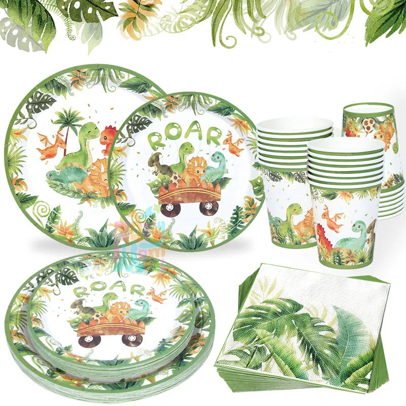 Dinosaur Tableware Paper Cups Plates