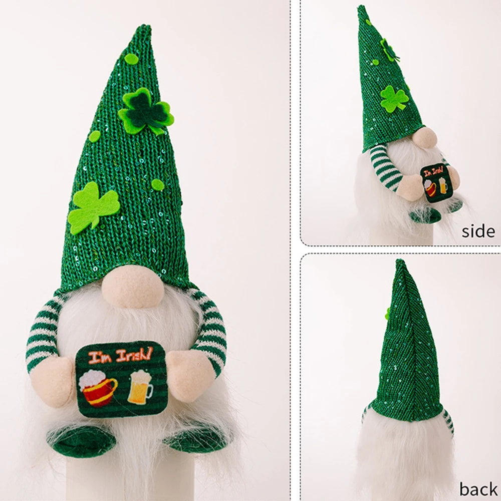 St Patrick's Day Gnome Led Light Up Irish Gnomes Luminous Saint Patrick Green Clover Faceless Doll Pendant Home Decoration