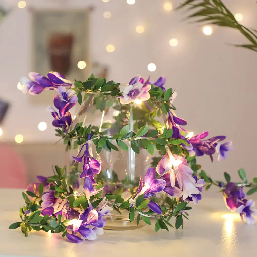 Leds Flower String Light Garland Leaves