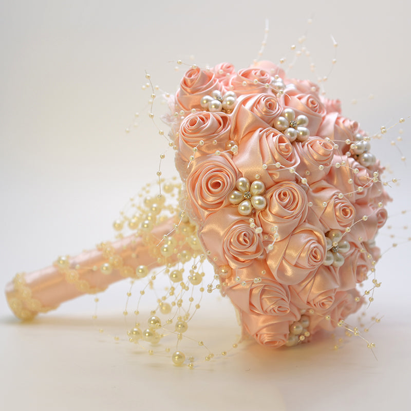 Pearl Ribbon Wedding Bride Holding Flowers