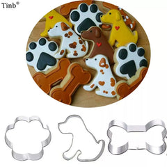 3pcs Dog Shape, Paw, Dog Bone Cookie Cutter