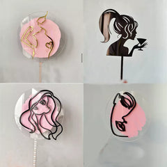 New Abstract Minimalist Lines Cake Toppers Acrylic