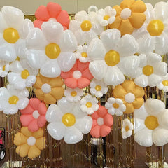 New Pink Yellow White Daisy Flower Foil Balloons